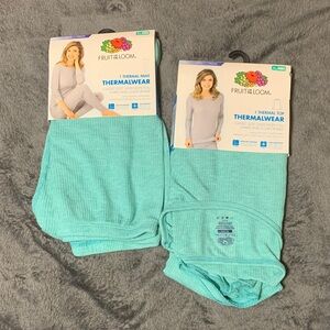 Fruit of the Loom ~ Women's Thermalwear Set - Persian Turquoise 🆕 (XL)